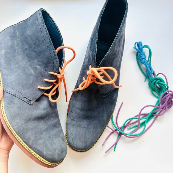 MENS COLE HAAN Navy Blue Suede Leather Chukka Ankle Boots Lace Up Shoes 8.5 main image 9